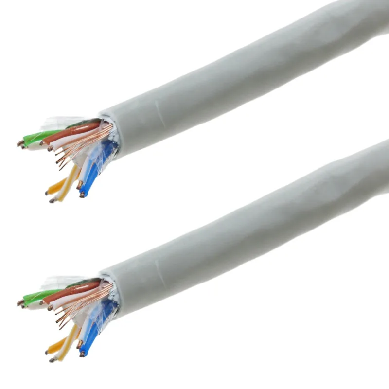 Bobina de 305m con cable ftp de categoría 6 24awg rígido de color gris