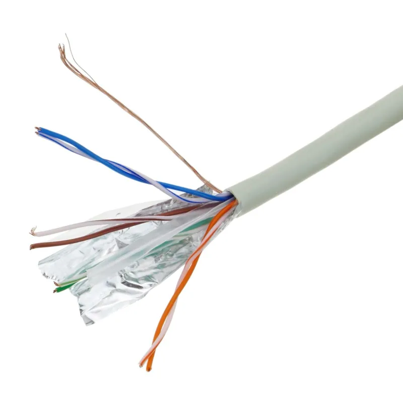 Bobina de 100 m con cable ftp de categoría 6 24awg flexible de color gris