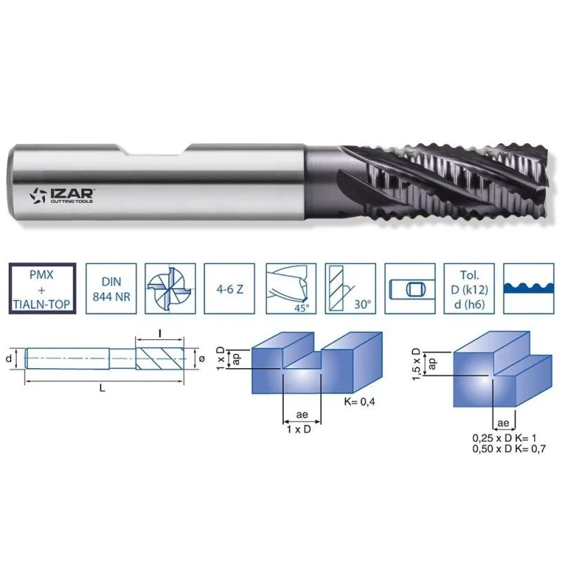 Izar 21034 - fresa desbaste grueso pmx din844nr nz tialcn 16.00 mm