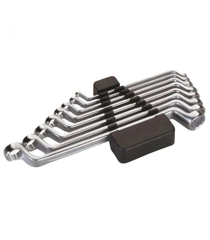 Alyco 191180 - juego 8 llaves de estrella acodadas cr v satinado mate une 16522 din 838 en caja de carton