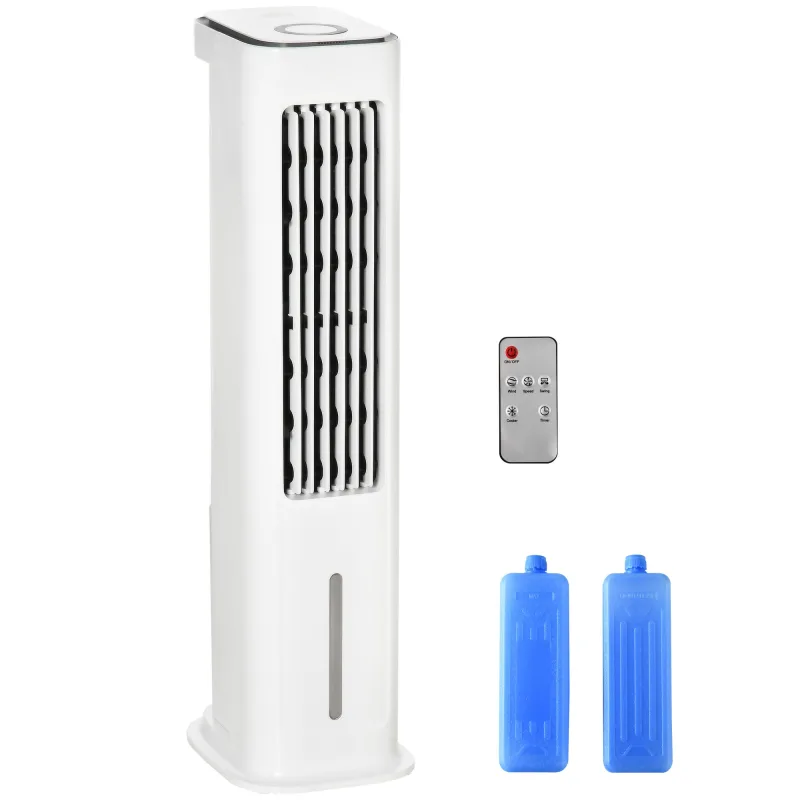Ventilador de torre 75w con control remoto homcom 23x29x86 cm blanco