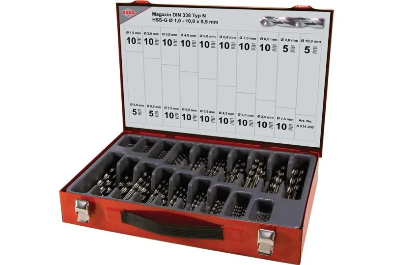 Juego de 170 brocas hss rectificadas en caja metálica ruko 214200
