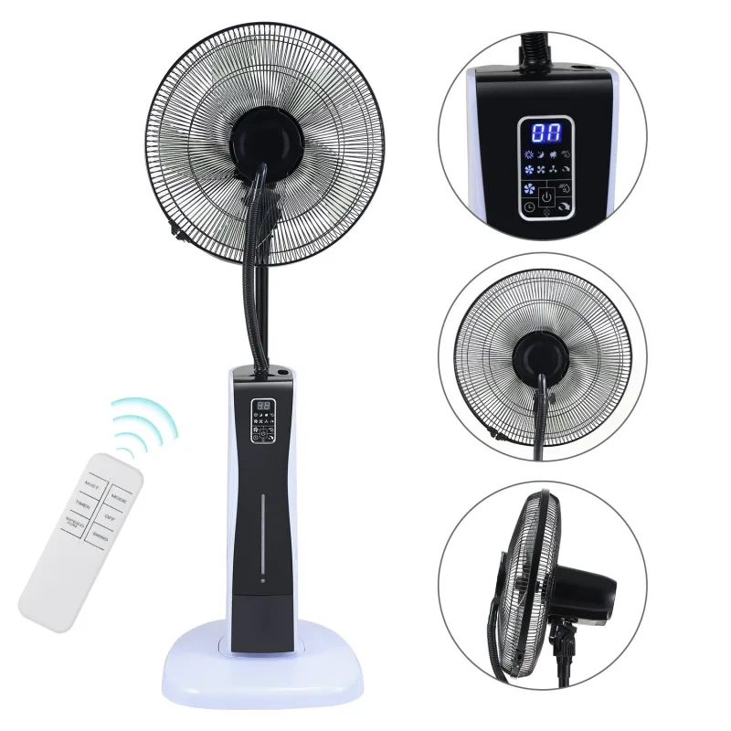 Ventilador-vaporizador de pie ø 43 cm 75w 2l mist con mando a distancia negro