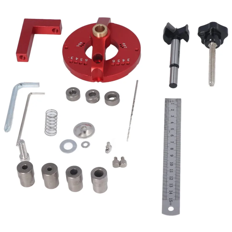 Guía de perforación con plantilla para bisagras, kit de herramientas de perforación con espigas de 35 mm para carpintería de muebles