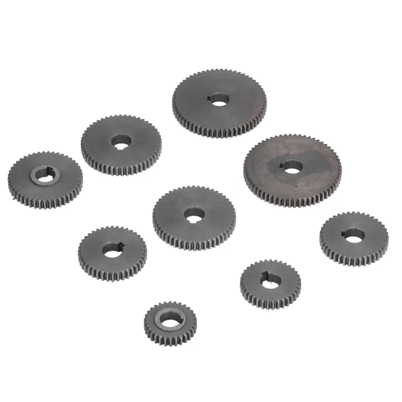 Juego de 9 engranajes de metal para minimáquina de corte de torno, 2 x t60, 2 x t50, 1 x t45, 2 x t40, 1 x t35, 1 x t30