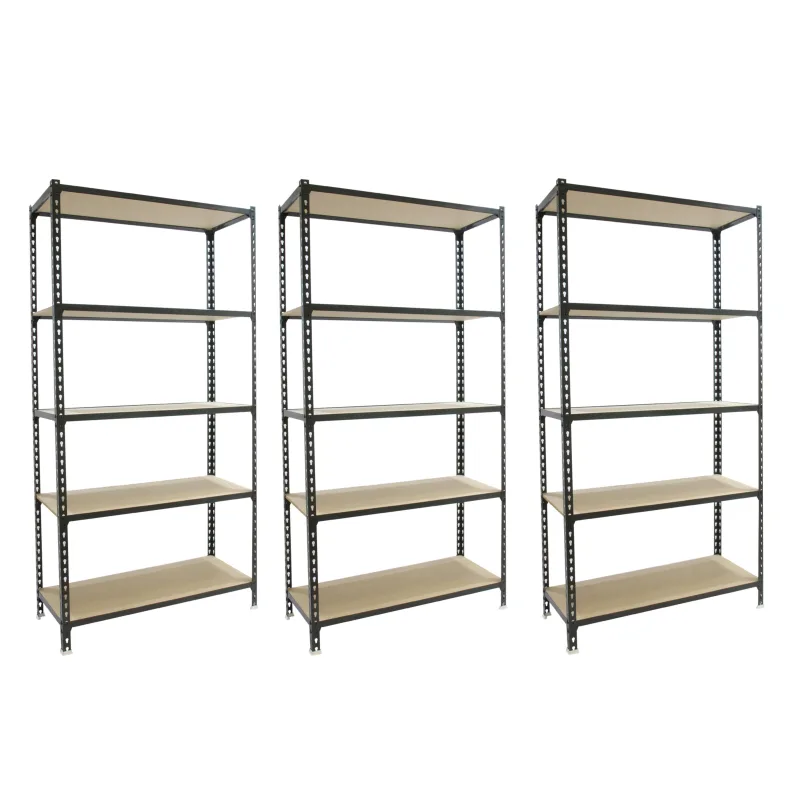 Pack de 3 estanterías de metal sin tornillos epoxi con 5 baldas simonrack carga máxima 750 kg 100x200x50 cm