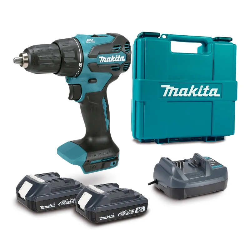 Taladro percutor a batería makita 18v brushless - 2 baterias