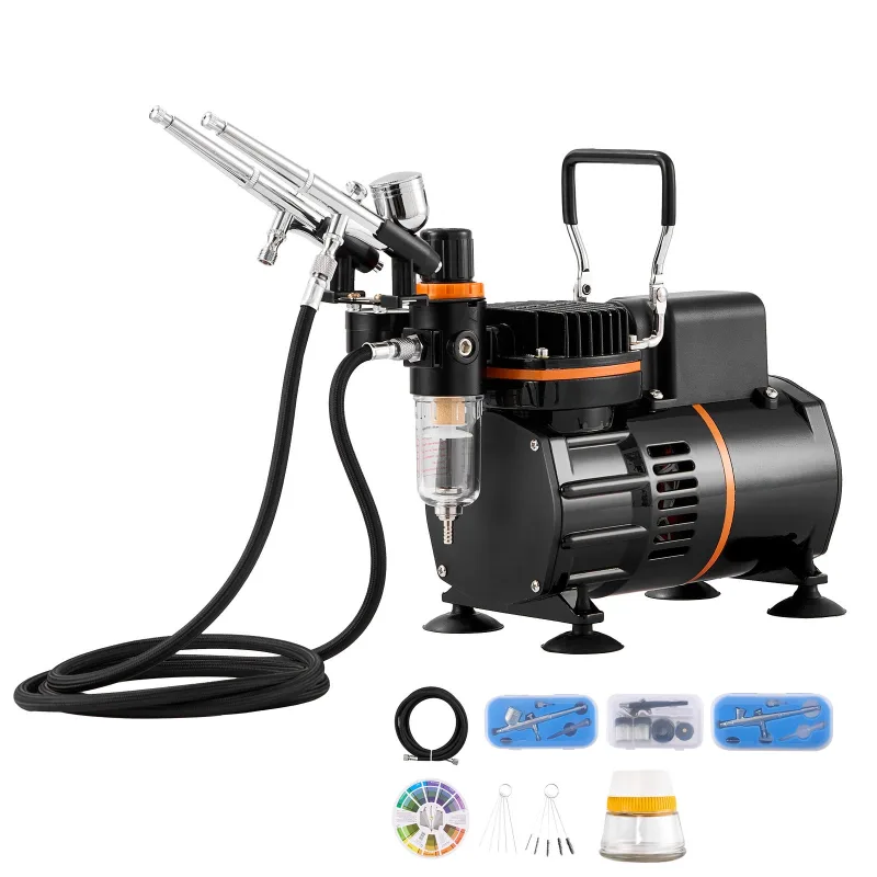 Kit de aerógrafo,succebuy compresor de doble ventilador con 3 aerógrafos y accesorios para arte