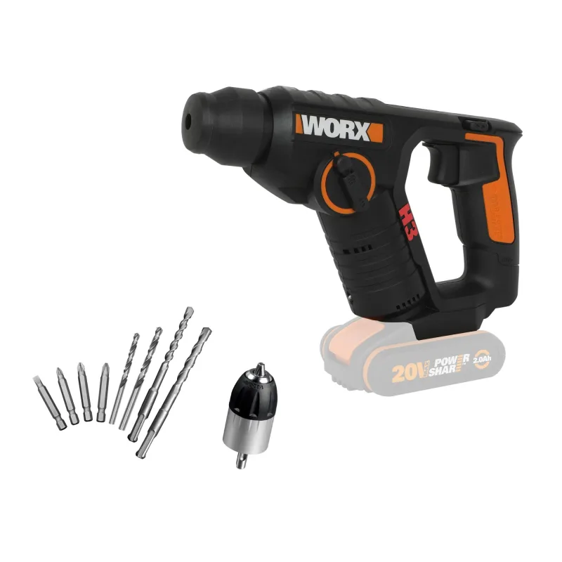 Martillo, taladro y atornillador a batería worx h3 - wx394.91 - 1,5j - 20v - no incluye baterías, cargador ni maletín