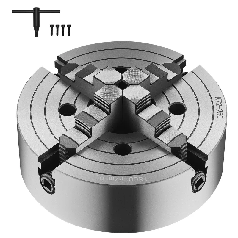 Mandril de 4 mordazas succebuy, 250 mm, auto-centrante, mordazas reversibles, ht300, rango de 15-250 mm, llave en t