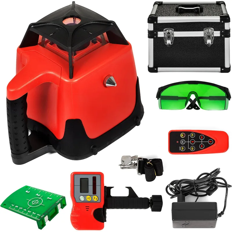 Nivel láser verde,succebuy auto-rotativo y auto-nivelante,herramienta láser profesional robusta con receptor,control remoto y estuche de transporte