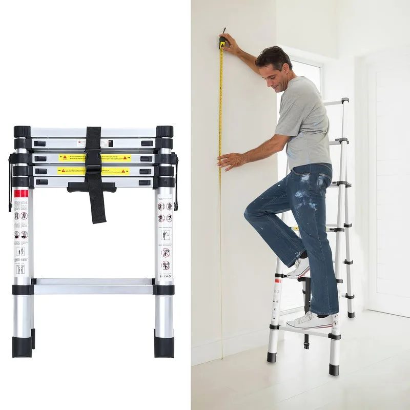 Escalera telescópica hasta 150 kg escalera estable de tijera de aluminio 1,4m+1,7m