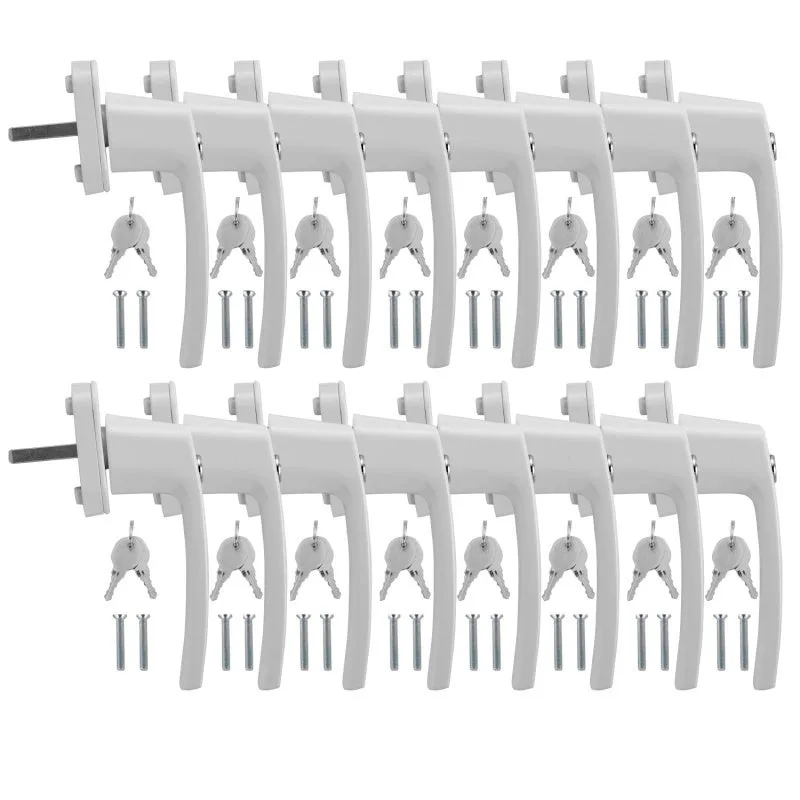 Manija de ventana con diseño de perilla de bloqueo bloqueable, manijas de ventana de aluminio pulido blanco para balcón, 16x