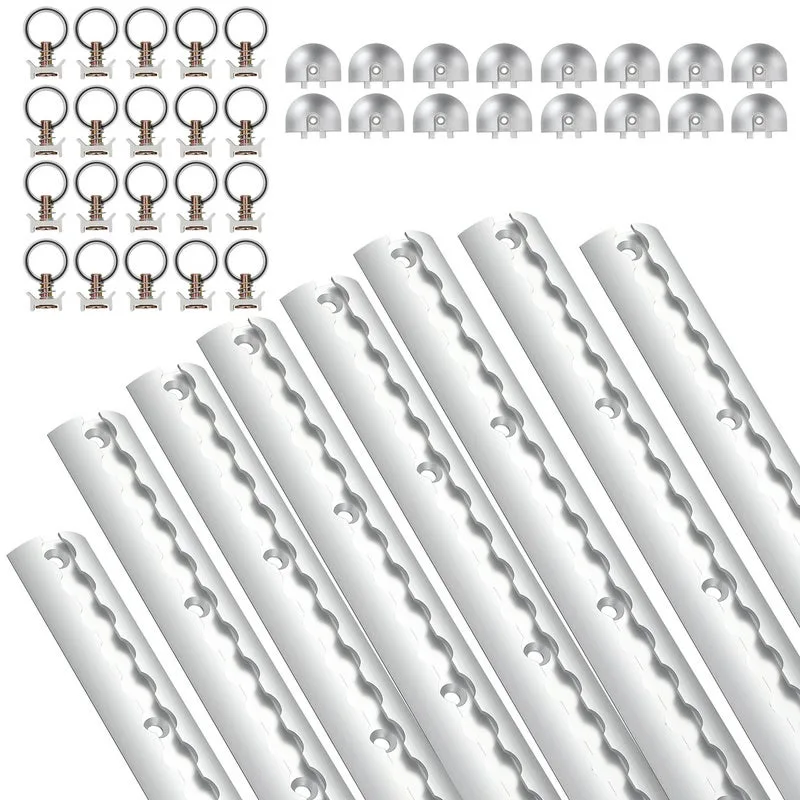 8x rieles de línea aérea negro rieles de amarre semicirculares de aluminio con anillas de amarre y tapones terminales