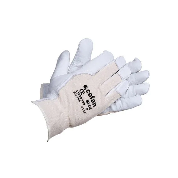 Guantes de piel de vacuno y dorso de punto transpirables - 12 unidades