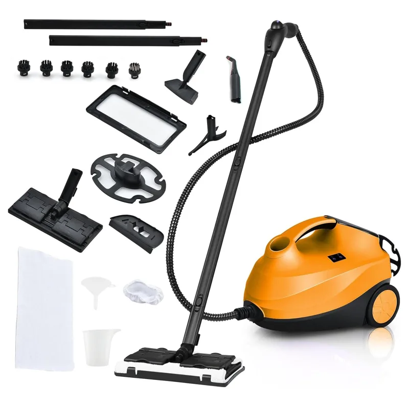 Limpiadora de vapor 2000w, vaporeta de mano con 19 accesorios, 4 bar / 1,5l tank/hasta 108°c/led, vaporizador con cierre de seguridad para niñ