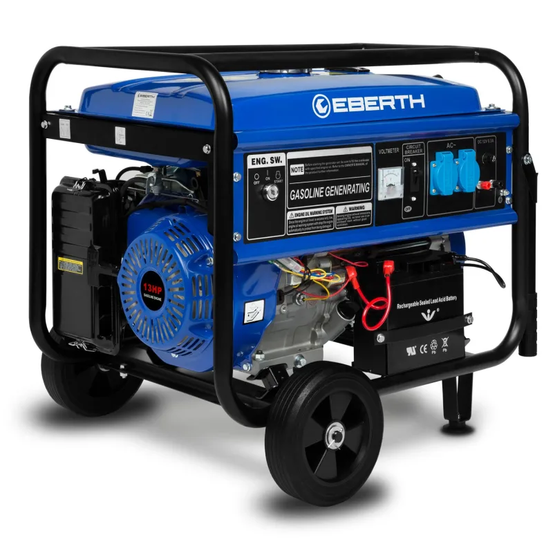 Eberth 5500 vatios generador eléctrico generador eléctrico portátil motor de gasolina 13 cv, 4 tiempos, 2x 230 v, 1x 12 v, monofásico