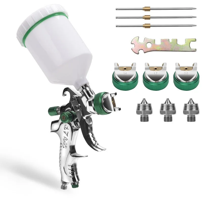2 x hvlp spray gun power supply ,3 nozzles 1,4mm 1,7mm 2,0mm,cup 600ml
