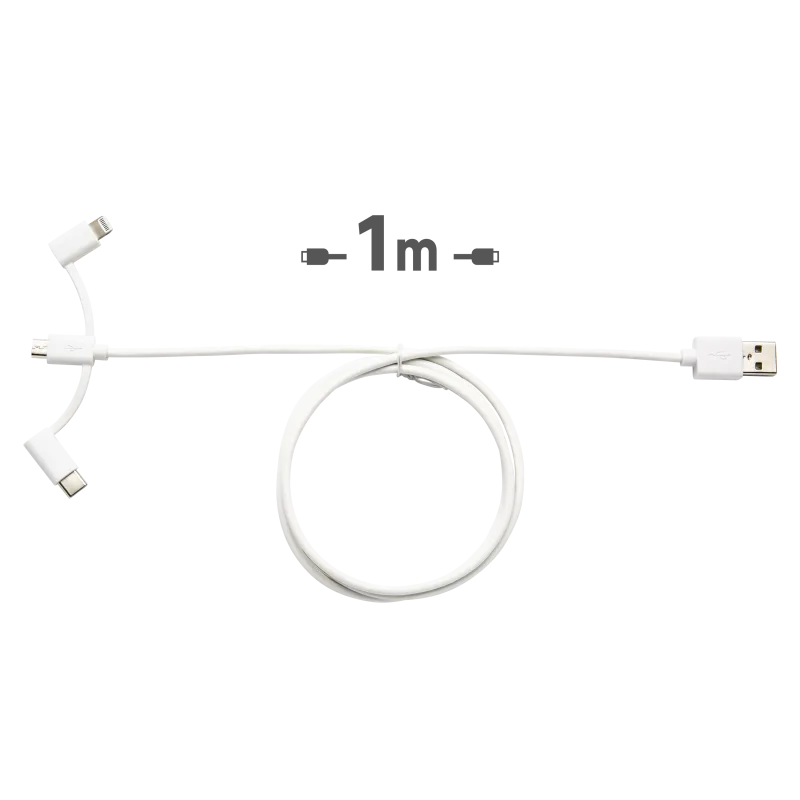 Cable usb-a/lighting+micro+c 1m lexman