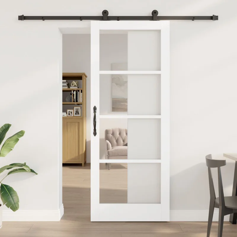 Puerta corrediza vidaxl con kit de hardware 'orkdal'blanca 83x211 cm, puerta interior vidaxl con vidrio 'orkdal'blanca 83x211x4 cm