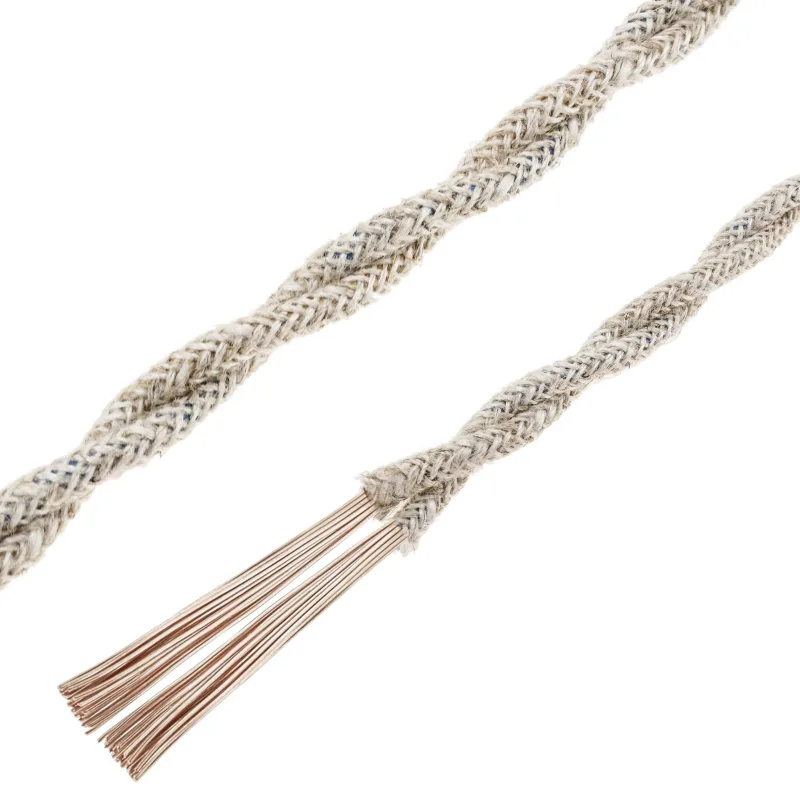 Cable eléctrico retro trenzado de color blanco envejecido 2x0.75mm 25m