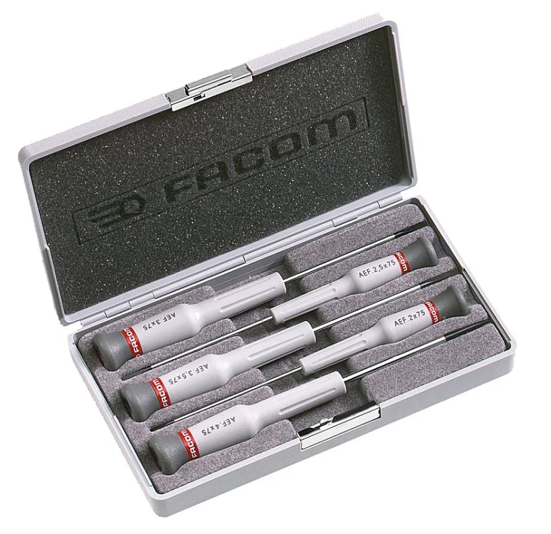 Facom aef.j2 - caja de 5 destornilladores micro-tech ranura