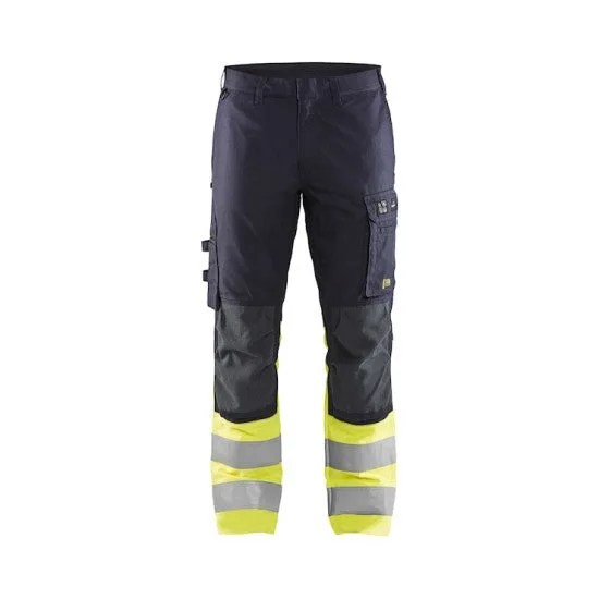 Pantalon multinormes inhérent +stretch marine/jaune-fluo 48 178715128933