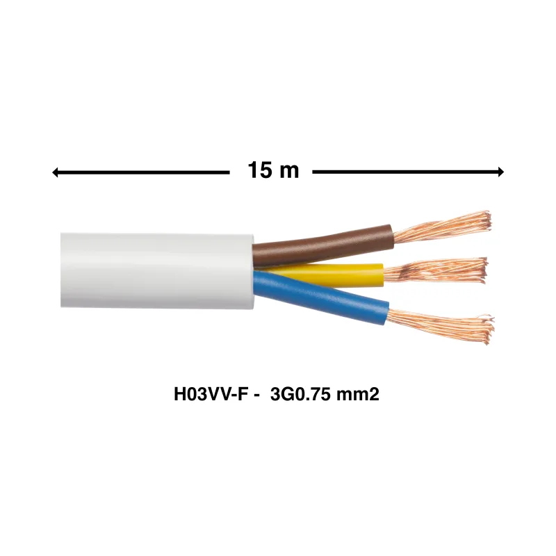 Cable lexman h03vv-f 3x0.75mm2 15m blanco