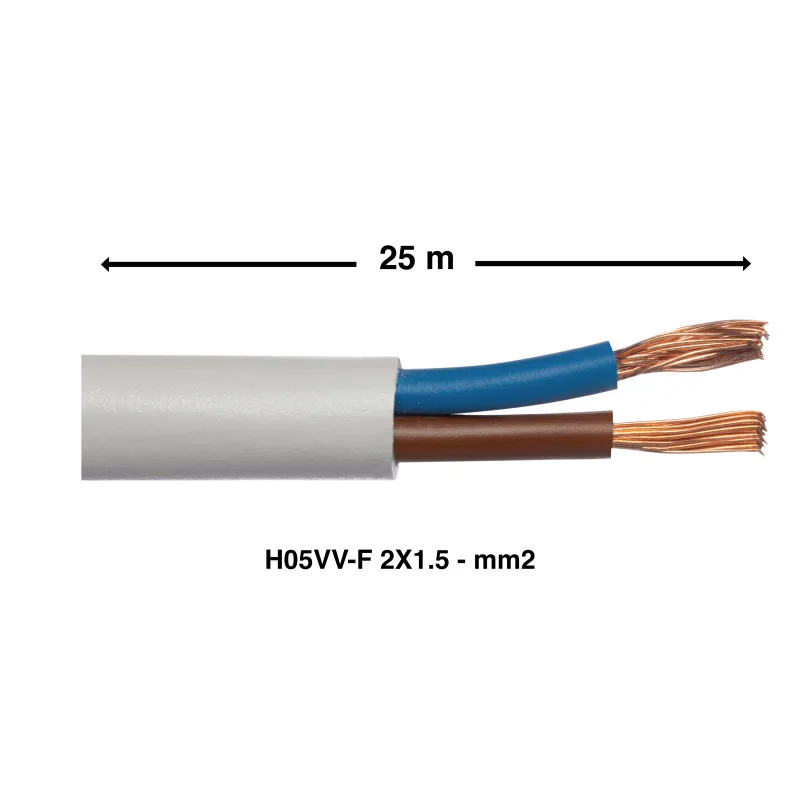 Cable lexman h05vv-f 2x1.5mm2 25m blanco