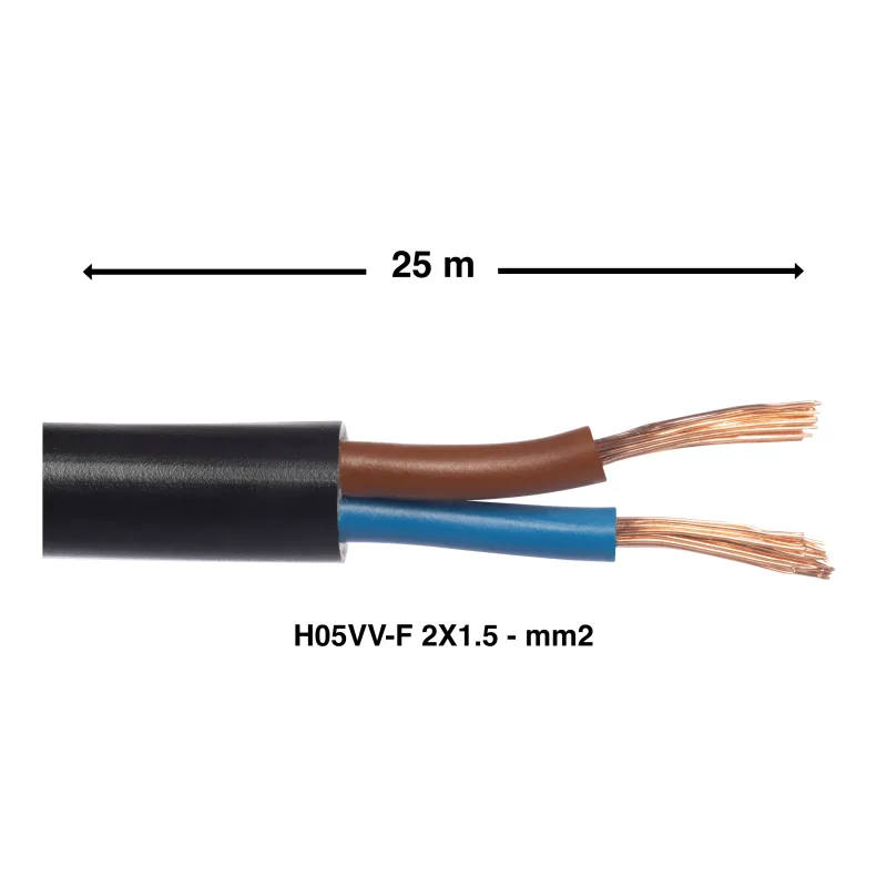 Cable lexman h05vv-f 2x1.5mm2 25m negro