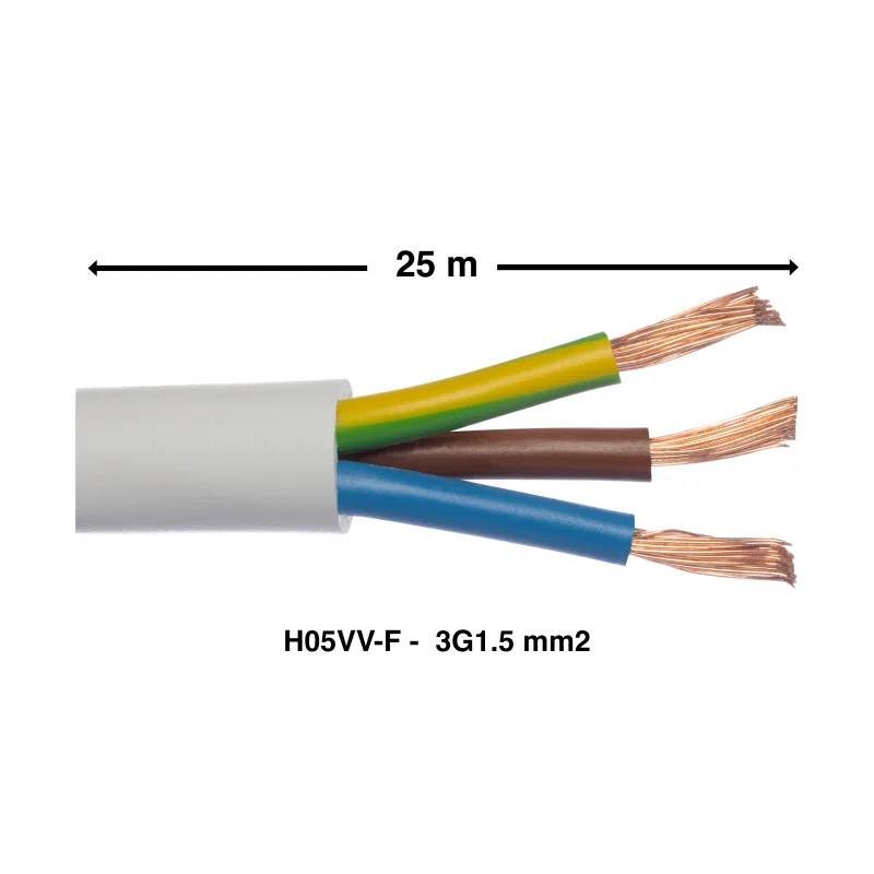 Cable lexman h05vv-f 3x1.5mm2 25m blanco