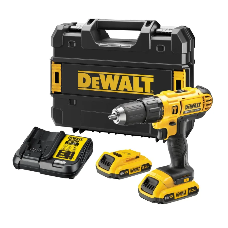 Taladro a batería dewalt 18v - 2 baterias li-ion 2ah y maletín tstak - dcd776d2t-qw