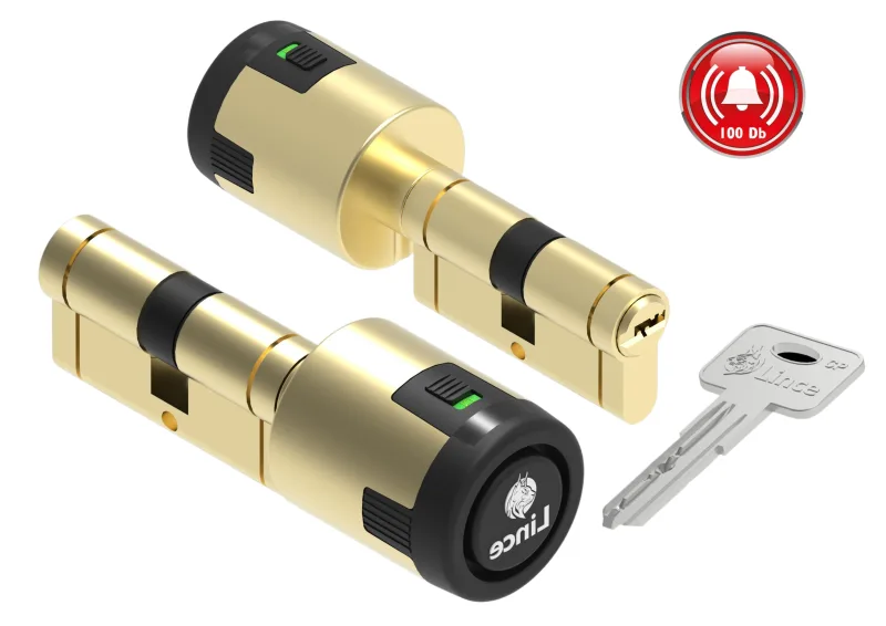 Bombín con alarma lince cplus alarm de 35 + 35 mm lince latonado