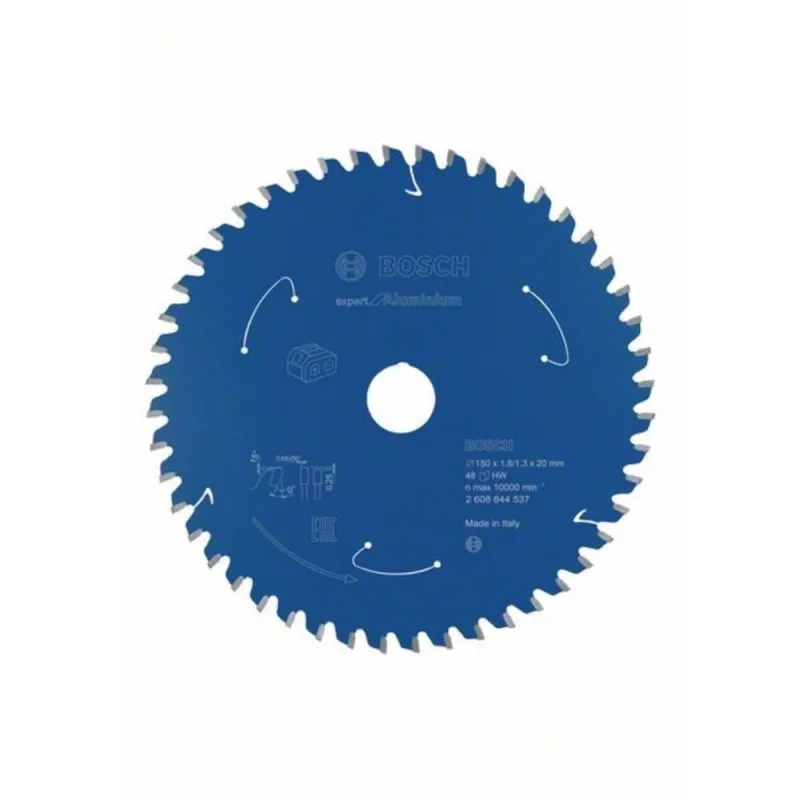 Hoja de sierra circular expert para aluminio para sierras de batería, 150 x 1.8 / 1.3 x 20, 48 dientes