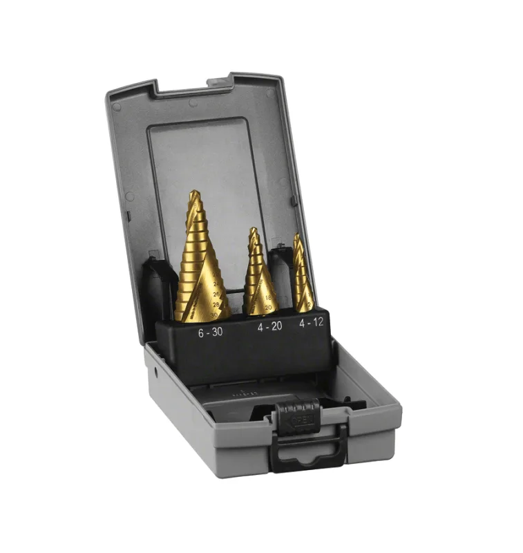 Step drill hss-tin set. 3 piezas. 4 - 12 mm. 4 -