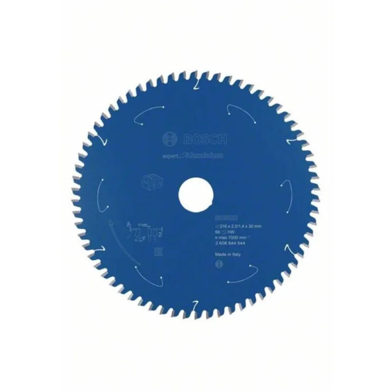 Hoja de sierra circular expert para aluminio para sierras de batería, 216 x 2 / 1.4 x 30, 66 dientes