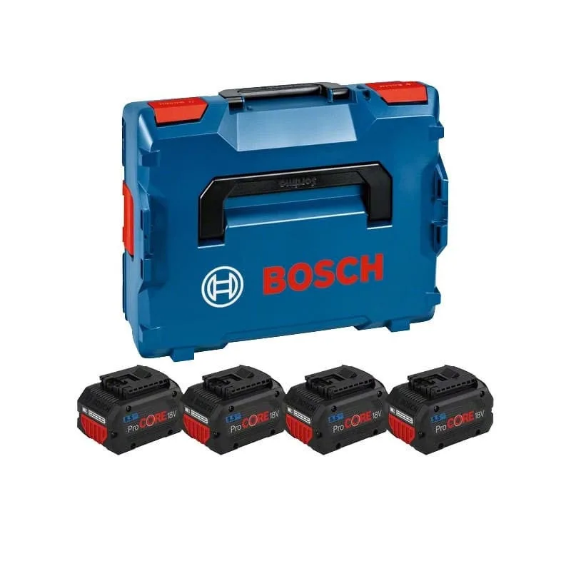Bosch professional 18v system set batterie: 4 procore18v 5.5ah (incl. 1/1 inserto l-boxx per starter set, in l-boxx 136), blue