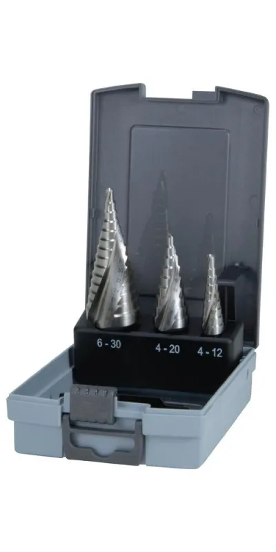 Ruko jeu de forets étagés d. 4-12/4-20/4-30 mm hss-co5 à cannelures