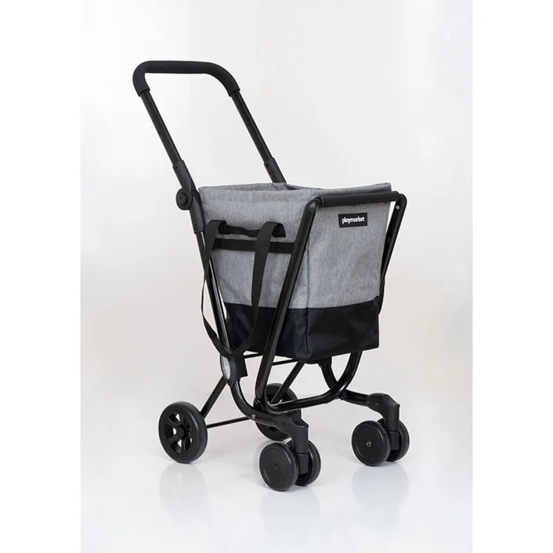 Carro de compra playmarket negro/gris plegable con ruedas