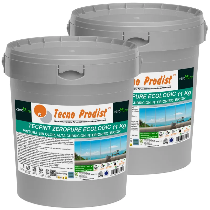 Tecpint zeropure ecologic 11+11 kg, pintura ecológica sin olor, cero covs, sin conservantes, gran cubrición, interior - exterior