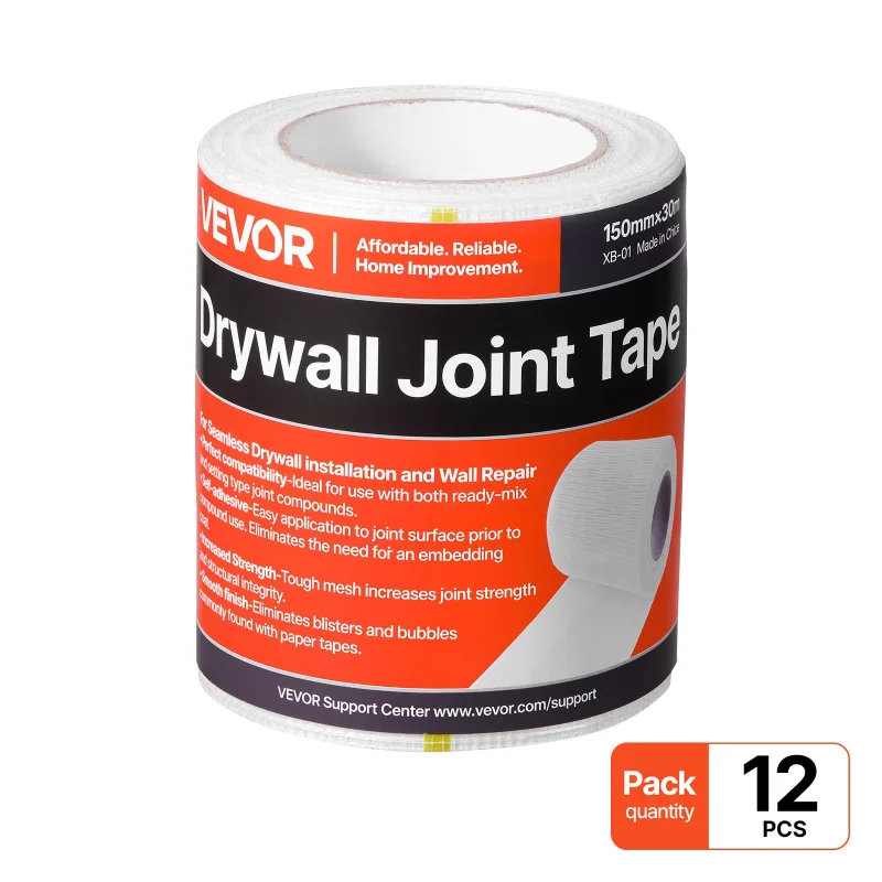 Cinta para paneles de yeso vevor 15 cm x 30 m – fibra de vidrio, 12 rollos, para grietas en techo y juntas, acabado liso y uniforme