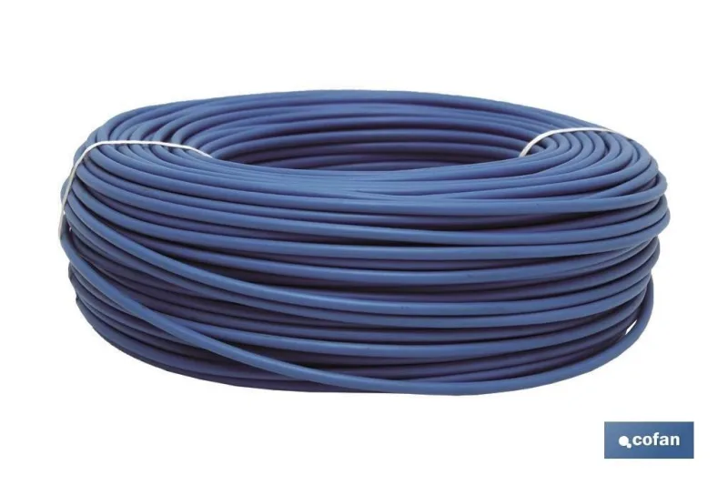 Rollo cable eléctrico de 100 m | h07v-k | sección de cable de varias medidas | color: azul