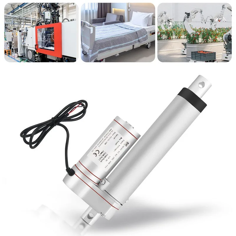 Actuador eléctrico lineal 12 v 1500 n, movimiento lineal 400 mm, con soporte de montaje