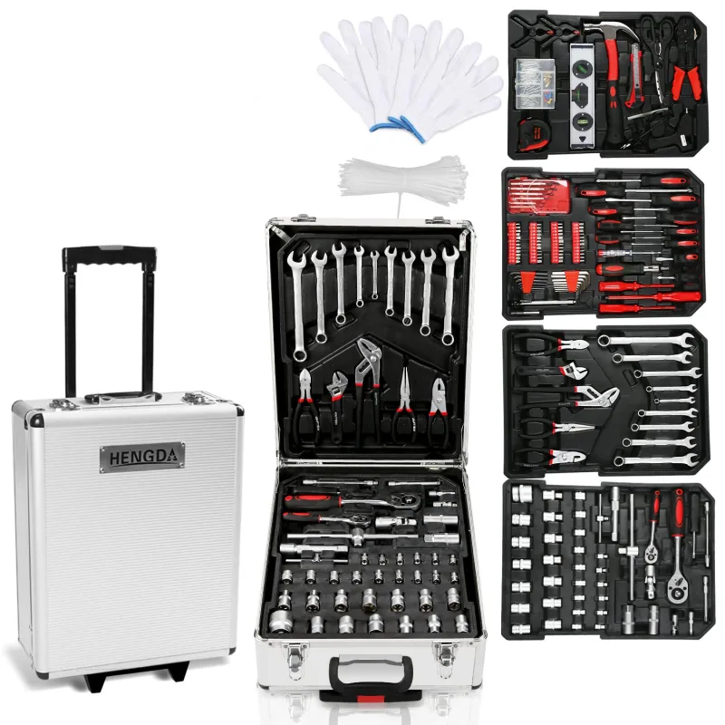Maletín de herramientas caja de herramientas maletín con ruedas caja de herramientas 1031 piezas llave ajustable