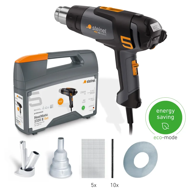 Pistola térmica hm 2320 e kit de automoción incl. consumibles y boquillas