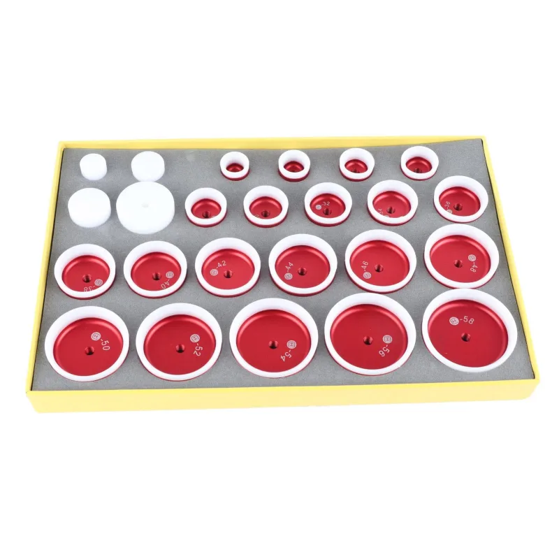 24 piezas de troqueles para máquina tapadora con base para tapa trasera de reloj, accesorio para máquina d