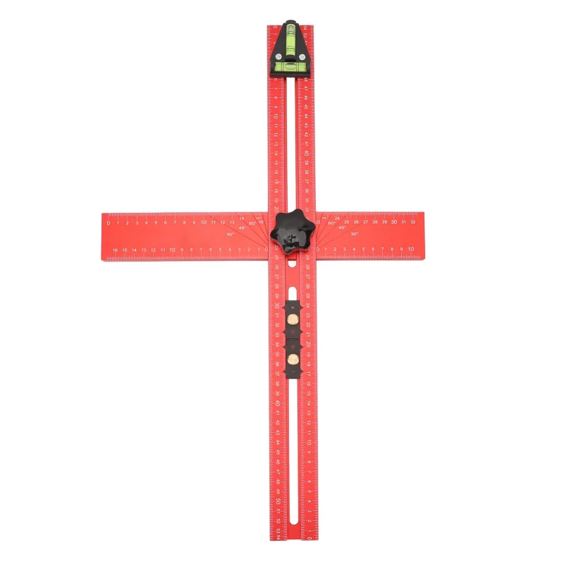 Regla de posicionamiento de perforación de 45° y 90°, localizador de punzones, guía de perforación, escuadra en t para carpintería, diseño plegable co