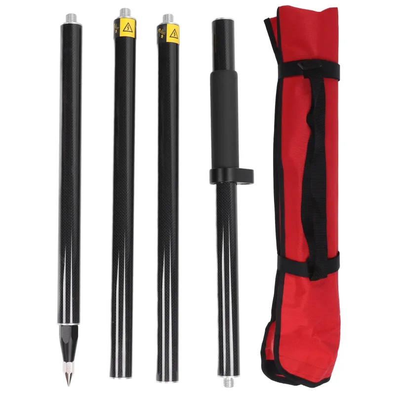 Pértiga de inspección pértiga de fibra de carbono de 2 metros y 4 secciones nivel de burbuja alta precisión pruebas de túneles, subterráneos, minas