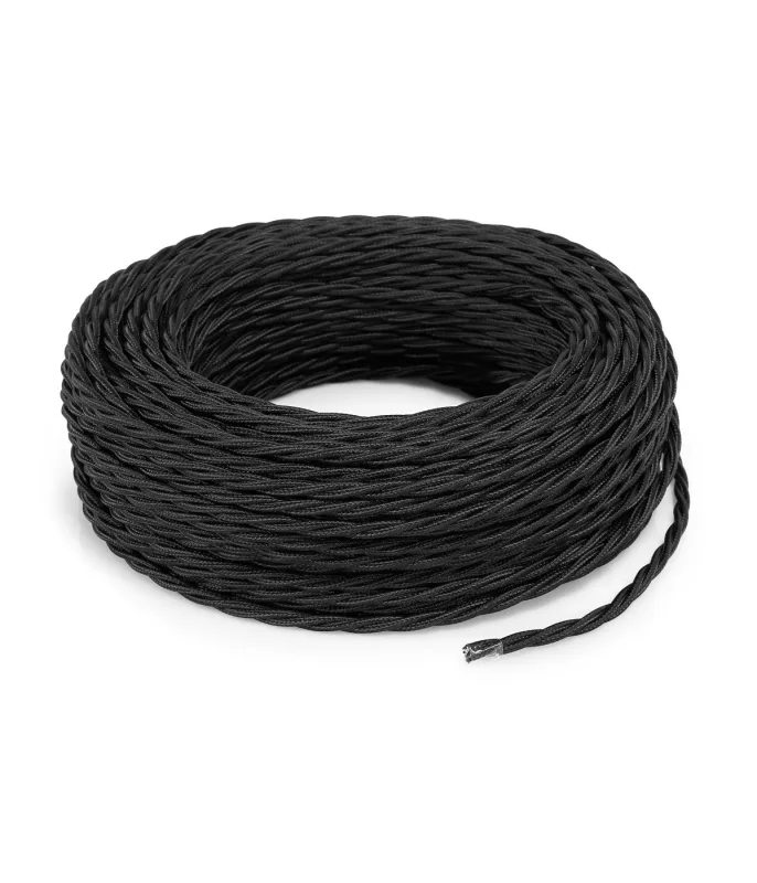 Lamorell lightdesign - cable eléctrico trenzado recubierto de tela negro tr120 30mt 3x2.50