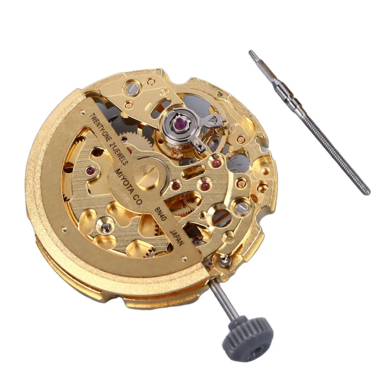 Movimiento de reloj hueco 8n40, color dorado, 4,5 bits, segundos, accesorios de reparación de movimient